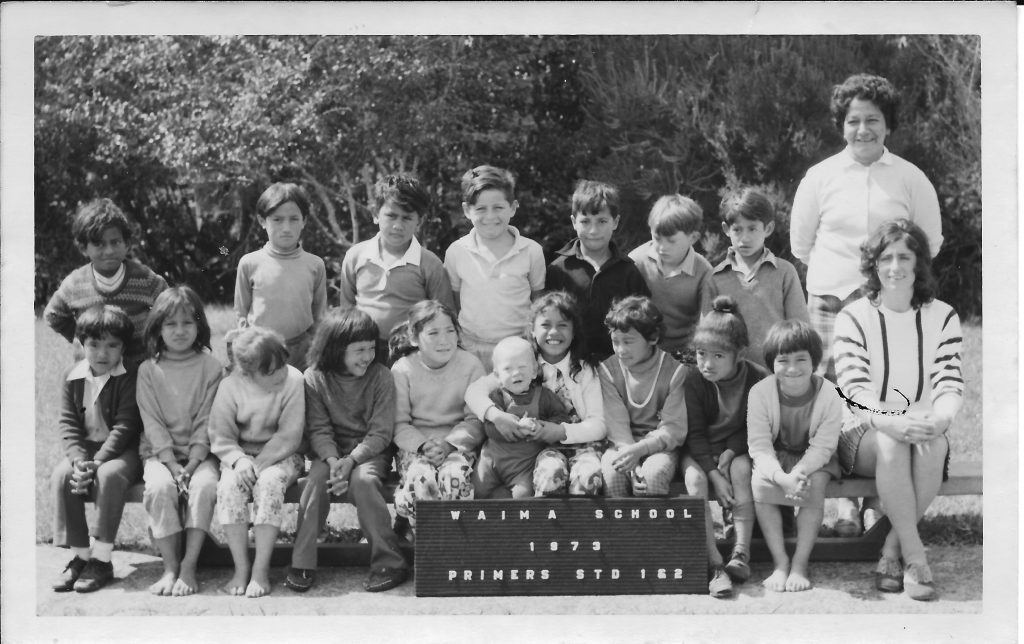 Jill Eggleton and her class at Waima school